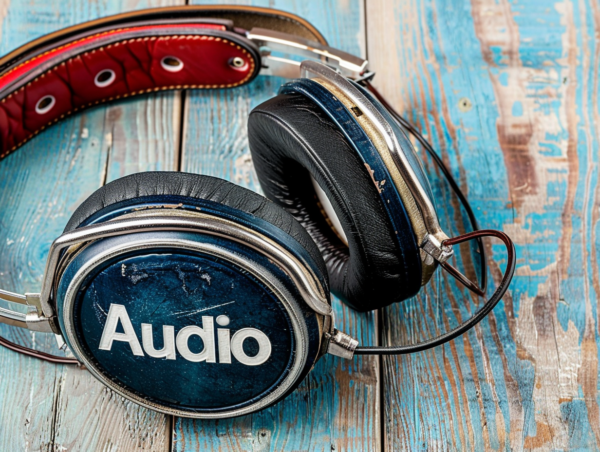 record album cover for a band named "Audio" --chaos 40 --ar 4:3 --style raw --personalize t1hfffm