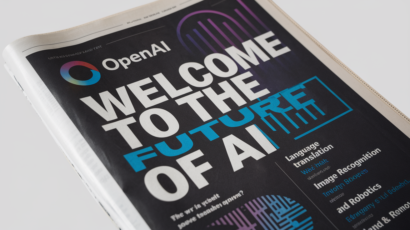 A newspaper with a full page ad of the OpenAI logo. ideogram.ai